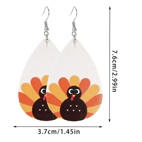 20226697148_769929520 Wholesale Thanksgiving Pumpkin Turkey Festival Skin Maple Leaf PU Earrings