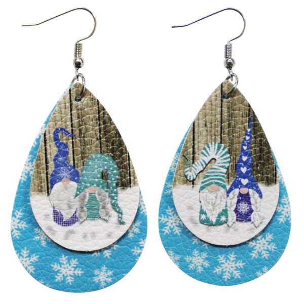 Wholesale Christmas Santa Claus Water Drop Leather Earrings