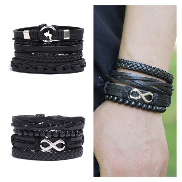 20243388556_999716110 Wholesale DIY Hand Woven Men's Multi-layer Leather Bracelet