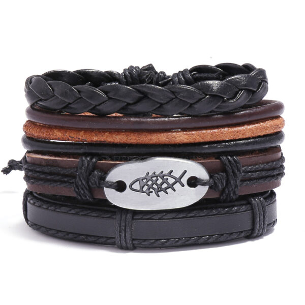 20316841615_999716110 Wholesale DIY Hand Woven Men's Multi-layer Leather Bracelet