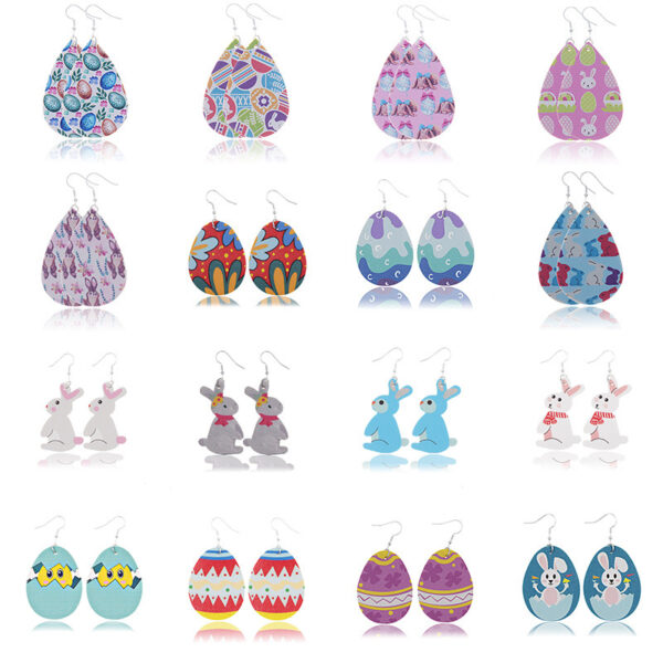 Wholesale Easter Teardrop Leather Earrings