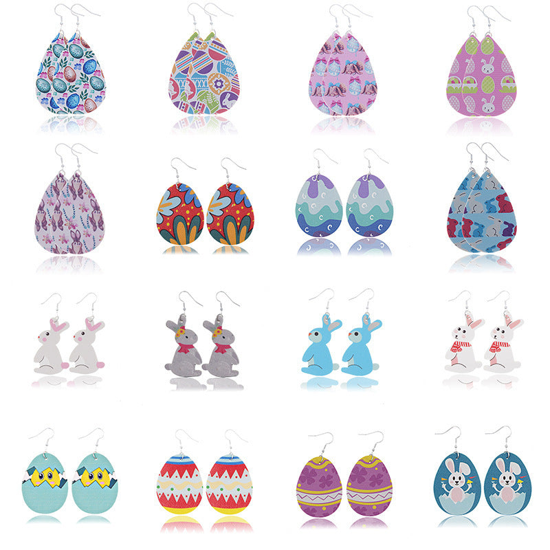 Wholesale Easter Tearop Leather Earrings