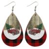 Wholesale Christmas Santa Claus Water Drop Leather Earrings