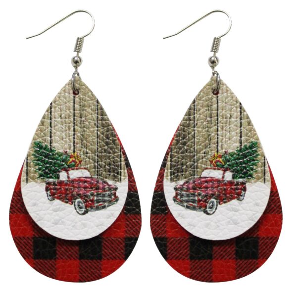 Wholesale Christmas Santa Claus Water Drop Leather Earrings
