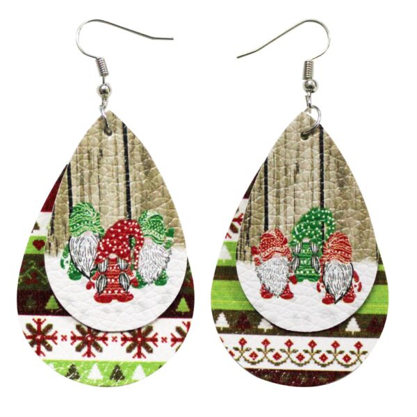 Wholesale Christmas Santa Claus Water Drop Leather Earrings