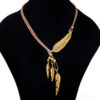 20483631012_773361498 Wholesale Feather Leaves with Diamond Black Leather Rope Alloy Necklaces