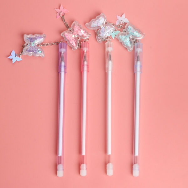 Wholesale Plastic Sequin Butterfly Pendant Gel Pen