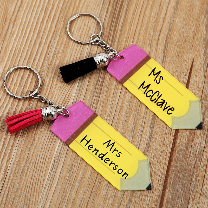 Wholesale Acrylic Teacher's Day Blank Pencil Keychain
