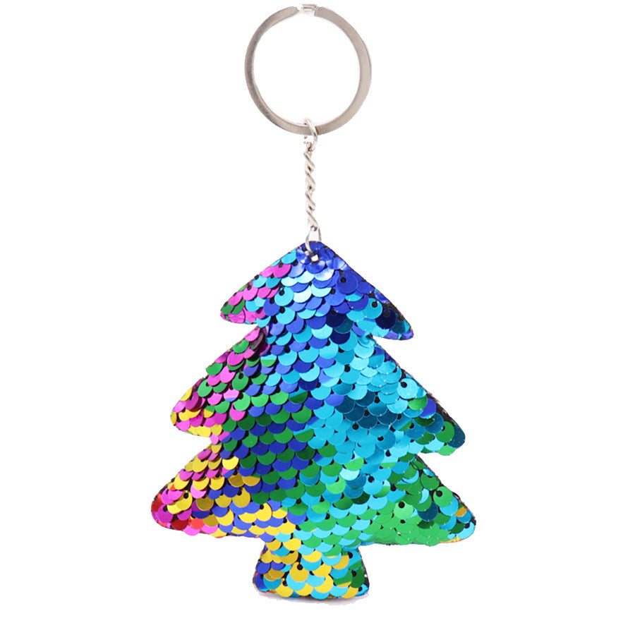 Wholesale Colorful Sequin Christmas Tree Keychain