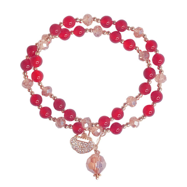 Wholesale Longevity Lock Strawberry Crystal Beaded Bracelet