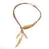 20639021939_773361498-1 Wholesale Feather Leaves with Diamond Black Leather Rope Alloy Necklaces