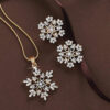 Wholesale Full Diamond Snowflake Alloy Earrings Necklace Set