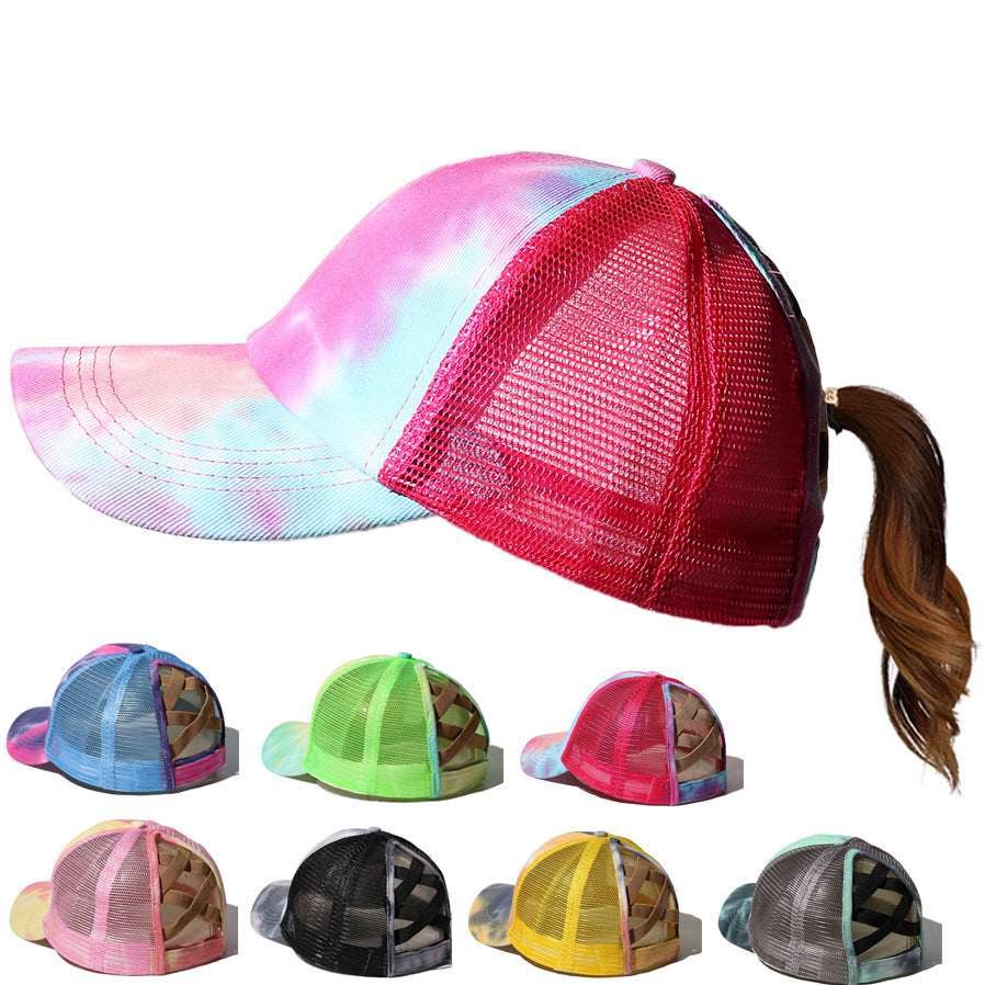 Wholesale Tie Dye Loop Cross Starry Pattern nytail Baseball Cap