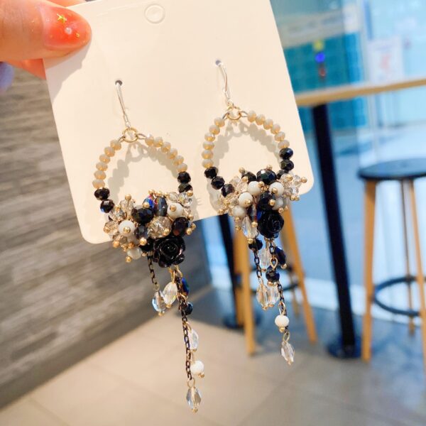 Wholesale Long Female Exaggerated Retro Crystal Streaming Earrings