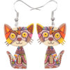 20796518987_577243008 Wholesale 3D Painted Cat Acrylic Earrings