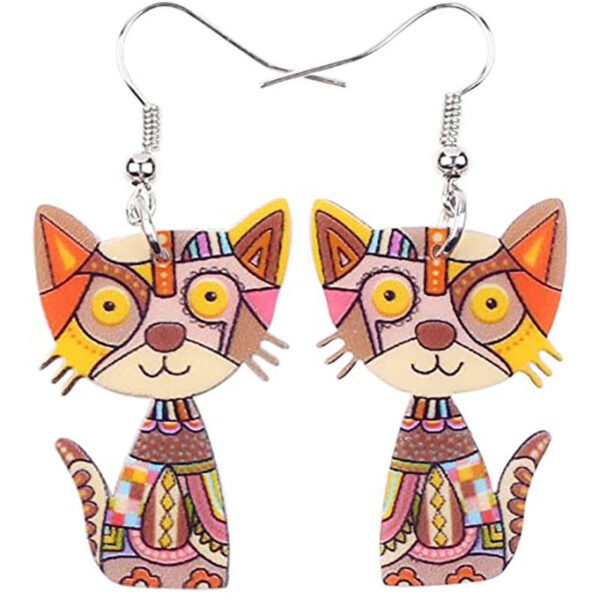 20796518987_577243008 Wholesale 3D Painted Cat Acrylic Earrings