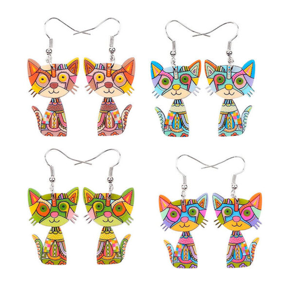 20796539550_577243008-1 Wholesale 3D Painted Cat Acrylic Earrings
