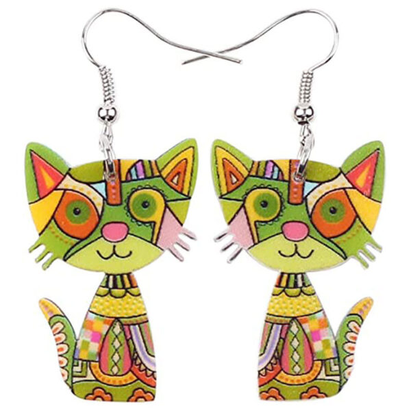 20796542544_577243008 Wholesale 3D Painted Cat Acrylic Earrings