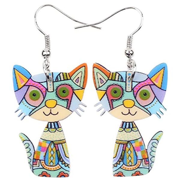 20796548415_577243008 Wholesale 3D Painted Cat Acrylic Earrings