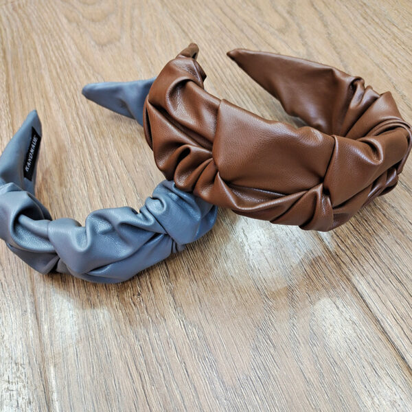 20798551307_406195816-1 Wholesale Solid Color Pu Leather Pleated Headband