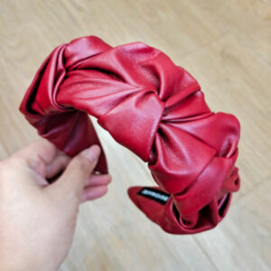 Wine red leather flower brace