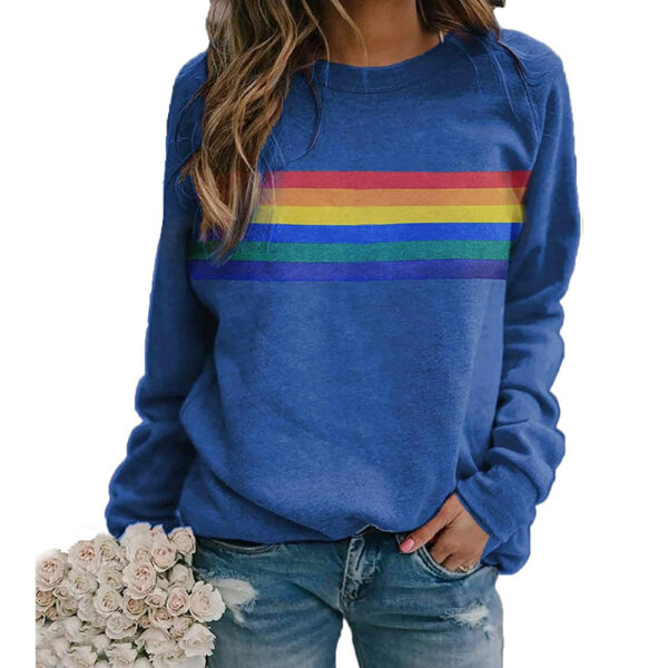 Wholesale Cotton Color Striped Printed Round Neck Pullover Long Sleeves