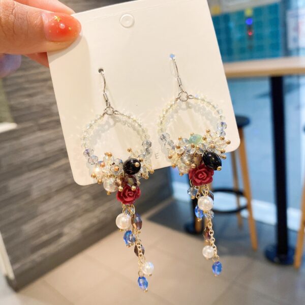 Wholesale Long Female Exaggerated Retro Crystal Streaming Earrings