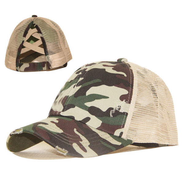 Wholesale Cotton Washable Cross Ponytail Summer Spring Autumn Worn Outdoor Sunscreen Hat Solid Baseball Cap