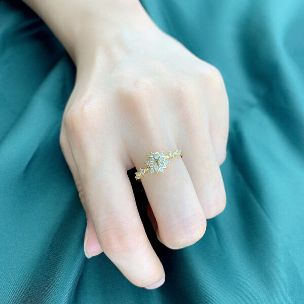 Wholesale Copper Gold Plated Hexagram Snowflake Ring