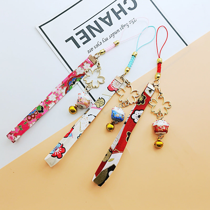Wholesale Japanese Lucky Cat Bell Metal Keychains