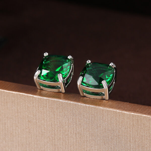Wholesale Colored Square Zirconia Copper Earrings