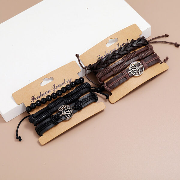 Wholesale Hand Made Vintage Leather Bracelet Three-Piece Set