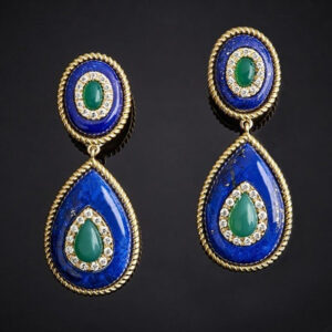 Wholesale Gold Plated Diamond Gems Metal Earrings