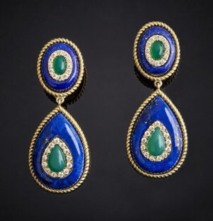 20953851050_731362266 Wholesale Gold Plated Diamond Gems Metal Earrings