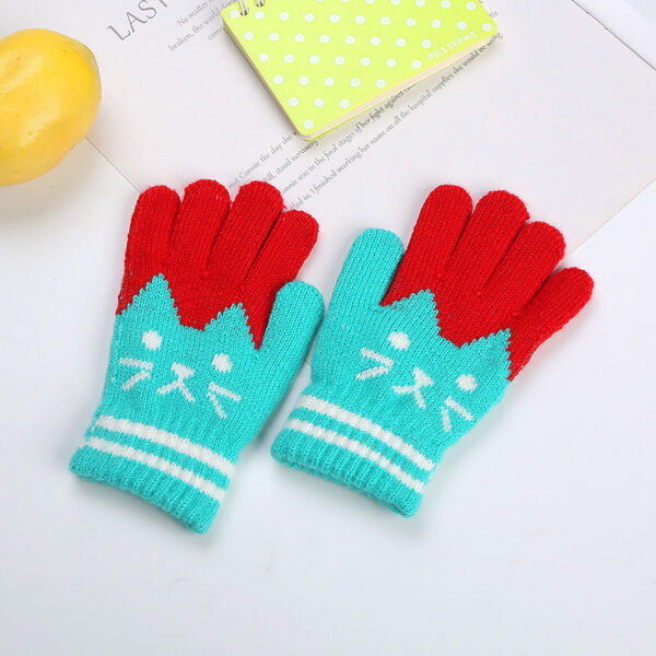 Wholesale Winter Imitation Cashmere Children's Cute Cat Plus Velvet Thick Warm Gloves