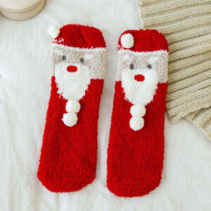 Santa Claus 1 pair / 35-40 (coral velvet floor socks)