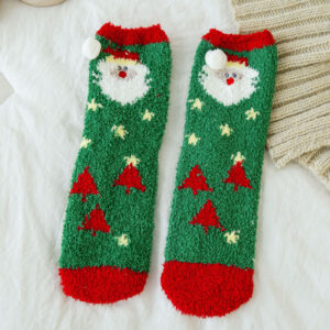 Christmas Green 1 Pair / 35-40 (coral velvet floor socks)