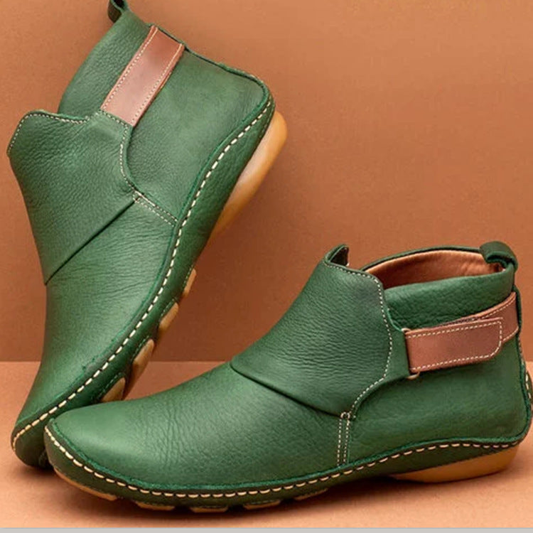 Wholesale PU Velcro Flat Ankle Boots
