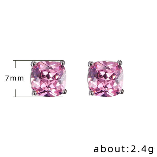 Wholesale Colored Square Zirconia Copper Earrings