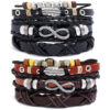 Wholesale Feather Lovers Leather Bracelet Three-Piece Set