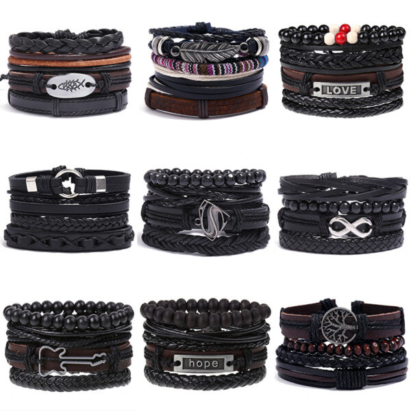 21050525581_999716110-1 Wholesale DIY Hand Woven Men's Multi-layer Leather Bracelet