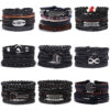 21050525581_999716110 Wholesale DIY Hand Woven Men's Multi-layer Leather Bracelet