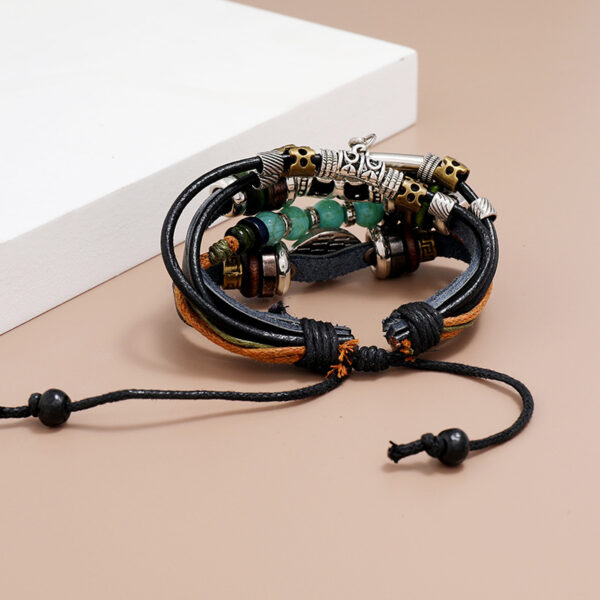 21059269232_2118088041 Wholesale Beaded Blue Eyes Leather Bracelet