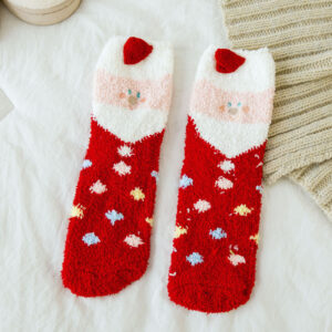 Snow Doll 1 Pair / 35-40 (coral velvet floor socks)
