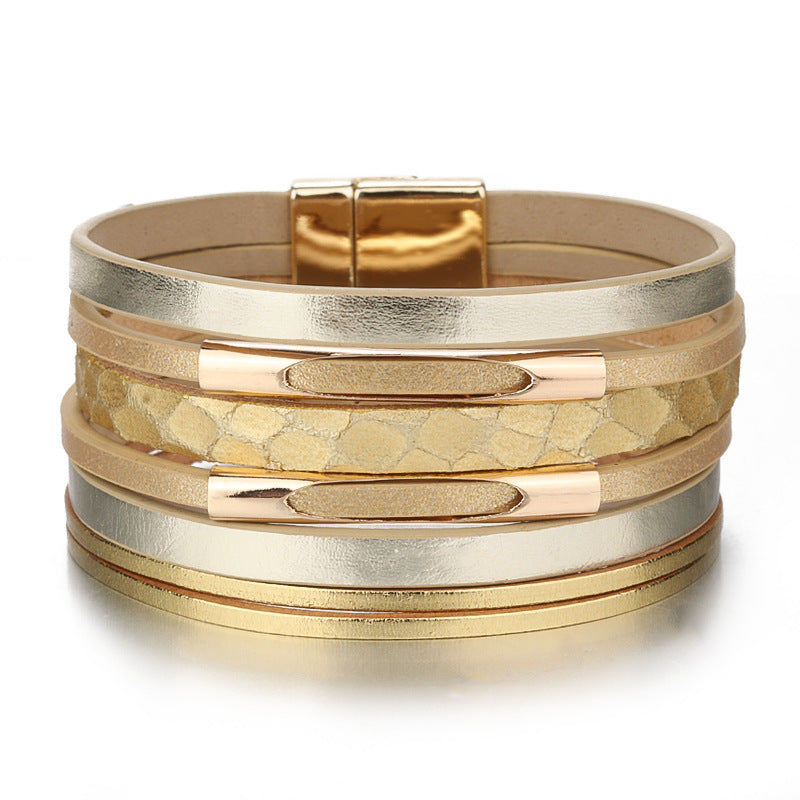 Wholesale Multi-layer Hand Woven Magnetic Leather Bracelets
