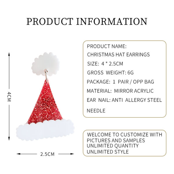 Wholesale Santa Hat, Christmas Tree, Gingerbread Man, Small Snowflake Earrings