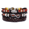 Wholesale Feather Lovers Leather Bracelet Three-Piece Set