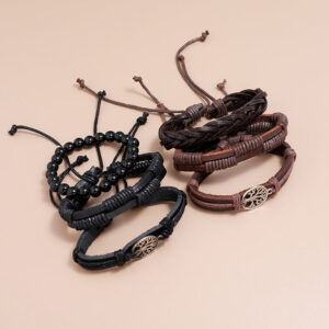 21111737886_2118088041 Wholesale Hand Made Vintage Leather Bracelet Three-Piece Set