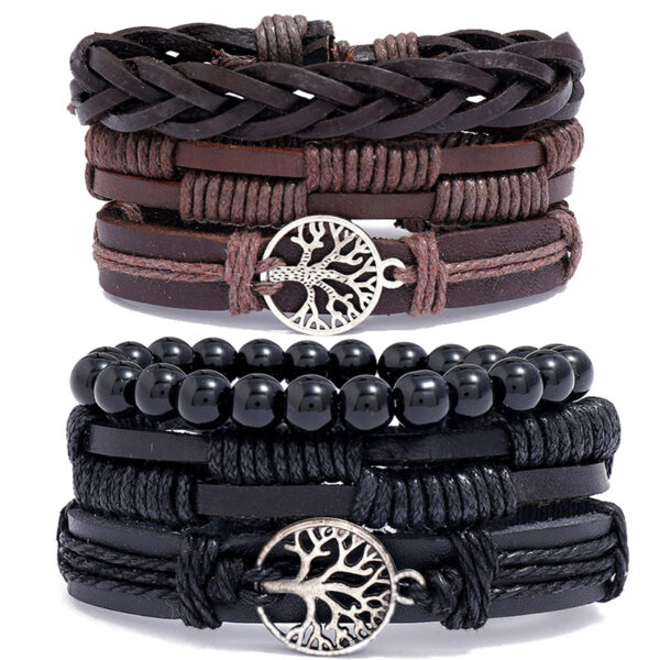 Wholesale Hand Made Vintage Leather Bracelet Three-Piece Set