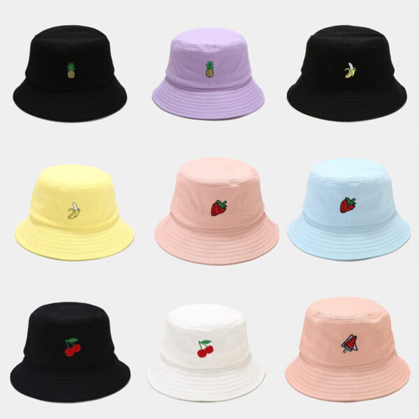 21129931453_1510934832 Wholesale Cotton Fruit Pattern Embroidery Bucket Hat